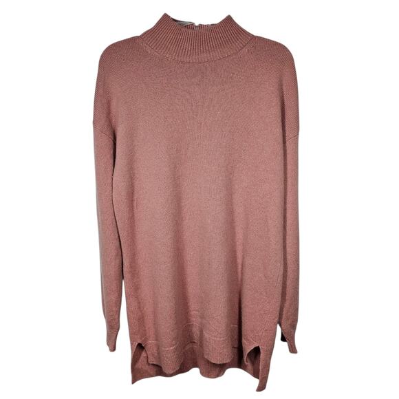Halogen Wool  & Cashmere Mock Turtleneck Sweater Pink Compact Size L - Picture 1 of 10